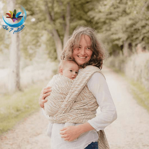 Echarpe Zèbre Beige portage traditionnel bébé Neobulle