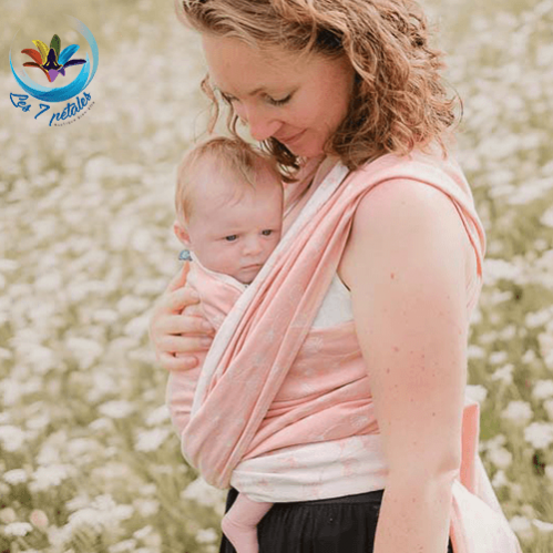 Echarpe Ginkgo Rose portage traditionnel bébé jusqu'à 3 ans