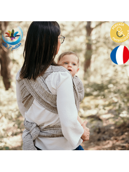 Porte bebe en matiere innovante respirante seacell jungle taupe