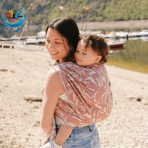 Echarpe de portage innovante matiere respirante Azalée rose SeaCell®