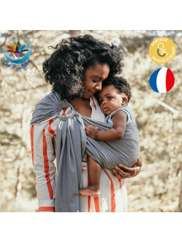 Echarpe porte-bébé sans noeud avec anneau gris vintage