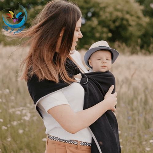 Echarpe Noire Sling avec anneau pour porter bébé