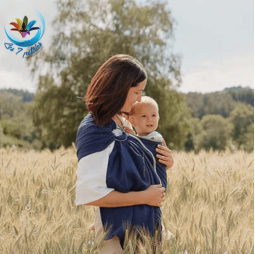 Echarpe Bleu Frégate Sling avec anneau pour porter bébé