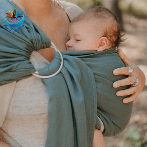 Echarpe Vert Eucalyptus Sling avec anneau pour porter bébé