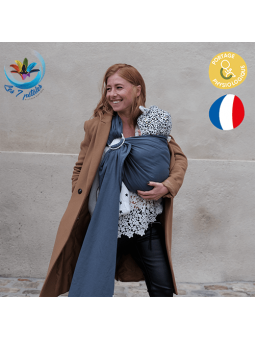 Echarpe de portage bébé avec anneau Bleu