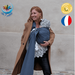 Echarpe de portage bébé avec anneau Bleu
