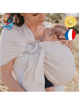 Echarpe de portage bébé avec anneau Ecru