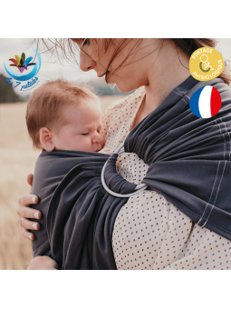 Echarpe de portage bébé avec anneau Ardoise