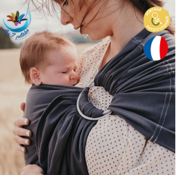 Echarpe de portage bébé avec anneau Ardoise