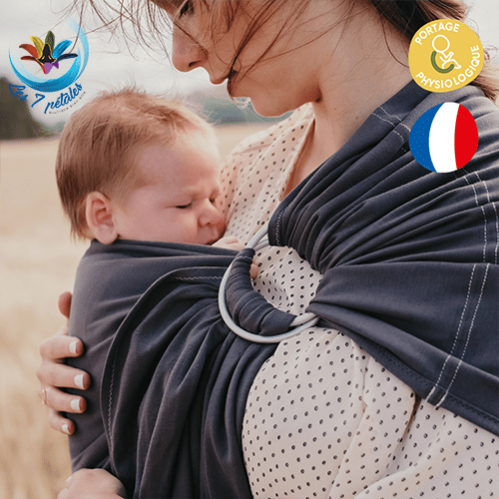 Echarpe de portage bébé avec anneau Ardoise