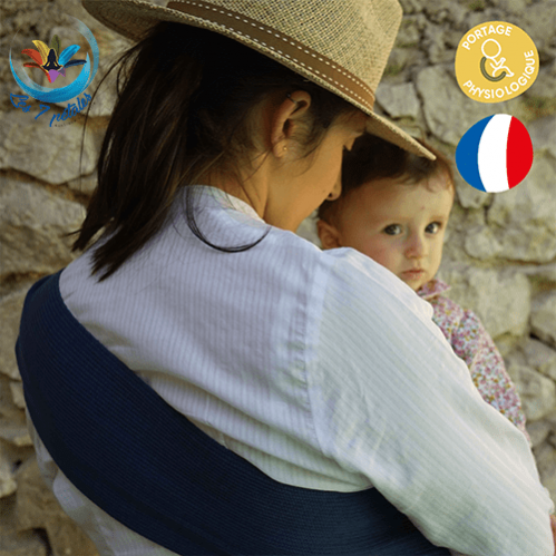 Porte bébé d’appoint Hop ! Là ! Modele Marine en Coton Oeko Tex Standard 100