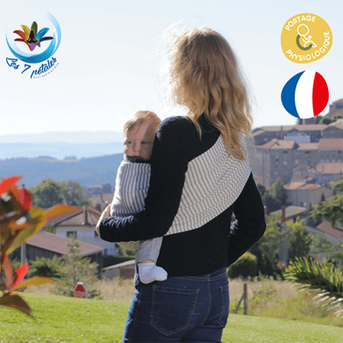 Echarpe de portage bébé avec anneau et en fils Bio Oeko-Tex Standard 100 modele Mistigri