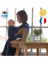 Echarpe traditionnelle porte-bébé couleur unie bleu frégate