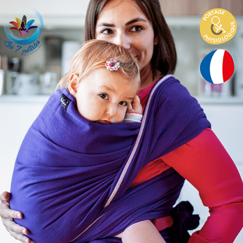 Echarpe couleur unie myrtille pour porter bébé sergé brisé